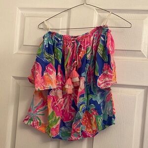 Lilly Pulitzer Colorful Off-Shoulder Blouse Short Sleeve